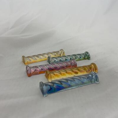 [273] FIVE Iridescent Multi-Colored Knife Rests | Made in Hungary