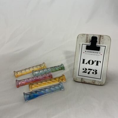 [273] FIVE Iridescent Multi-Colored Knife Rests | Made in Hungary
