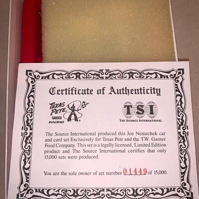 Signed joe nemecheck car with certificate of authenticity 