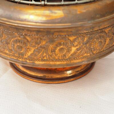 Lot 72 Urianum glass fruit Antique lamp and Brazier