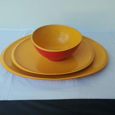 Red & Mustard dish set of 5