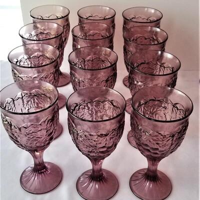 Lot #73  Two Sets of 12 Contemporary Purple Glass Goblets