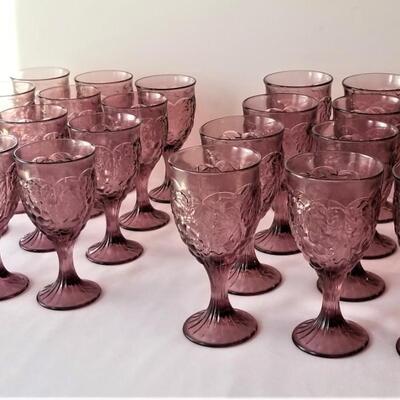 Lot #73  Two Sets of 12 Contemporary Purple Glass Goblets