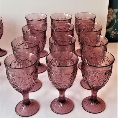 Lot #73  Two Sets of 12 Contemporary Purple Glass Goblets