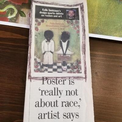 Lot #74  Controversial 2015 Ponchatoula Strawberry Poster by Kalle Seikkinen - hard to find
