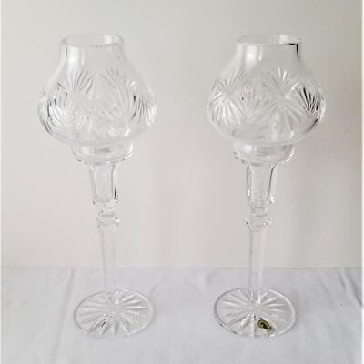 Lot #78  Pair Waterford Crystal Candle Lamps - Beautiful!