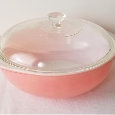 Lot #79  Pink PYREX Casserole Dish with lid