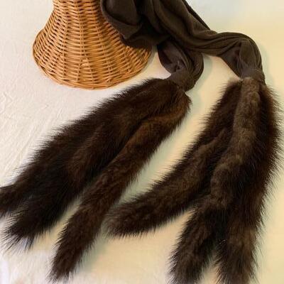 Lot 314  Black Mink Fur Hat & Scarf w/Fur Tassels