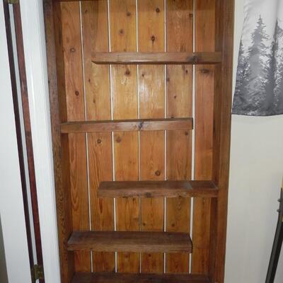 LOT 162 WOODEN STEP SHELVING