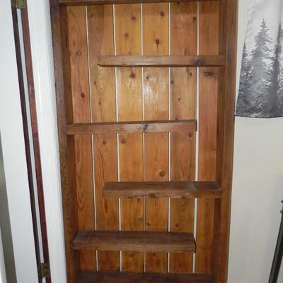 LOT 162 WOODEN STEP SHELVING