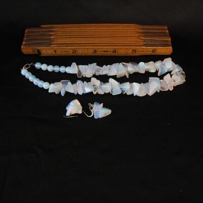 Lot #252: Iridescent Beaded Necklace & Earrings Set