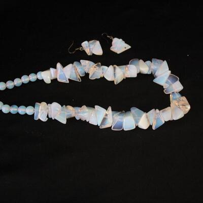 Lot #252: Iridescent Beaded Necklace & Earrings Set