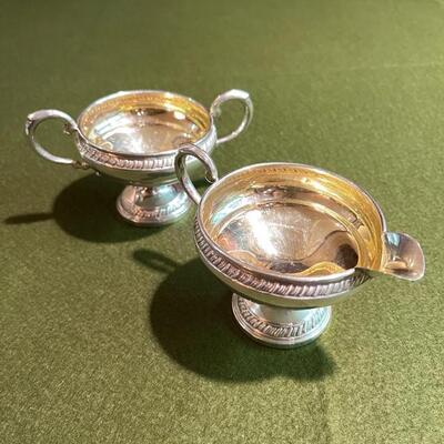 Lot 327 Crown Sterling Silver Creamer & Open Sugar Weighted