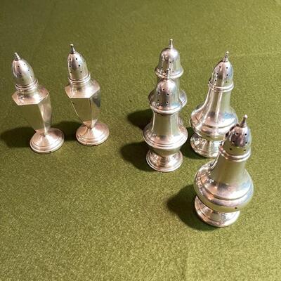 Lot 328 Sterling Silver Salt & Pepper Shakers 3 Sets Weights