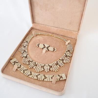 Lot #255: Vintage Formal Rhinestone Ruby Set 