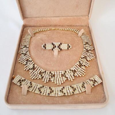 Lot #255: Vintage Formal Rhinestone Ruby Set 
