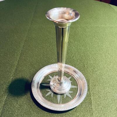 Lot 331 Sterling Bud Vase & Sterling & Crystal Bottle Coaster