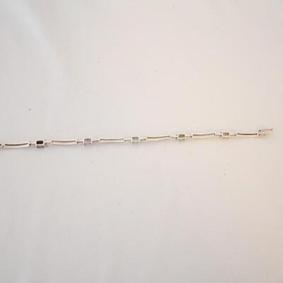 Lot #256: Sterling Silver Bracelet with Colored Stones