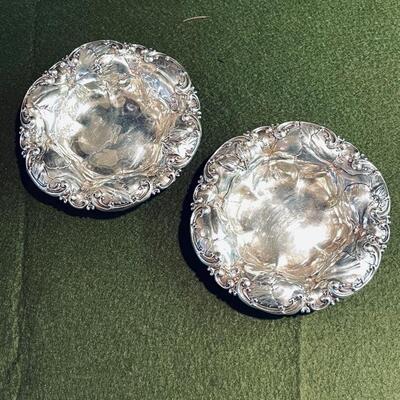 Lot 334 Antique Sterling Silver 2 Reposse Bowls Ornate Floral Decoration Monogram