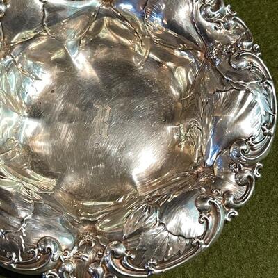 Lot 334 Antique Sterling Silver 2 Reposse Bowls Ornate Floral Decoration Monogram
