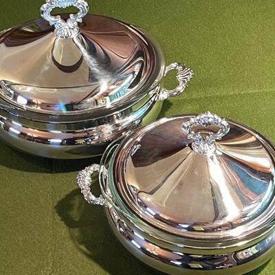 Lot 346 Rogers Silver Plate Covered Serving Dishes w/Glass Dish Insert