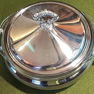 Lot 346 Rogers Silver Plate Covered Serving Dishes w/Glass Dish Insert