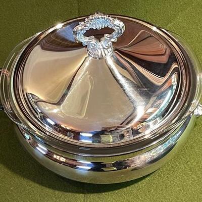 Lot 346 Rogers Silver Plate Covered Serving Dishes w/Glass Dish Insert