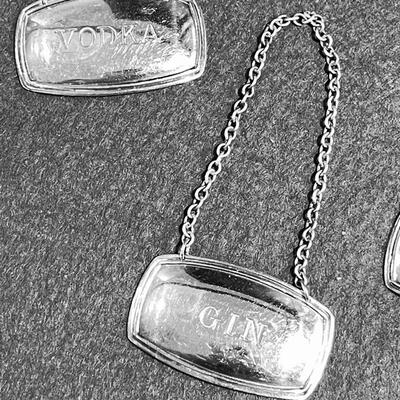 Lot 354 Group 6 Liquor Bottle Name Tags Silver Plate England