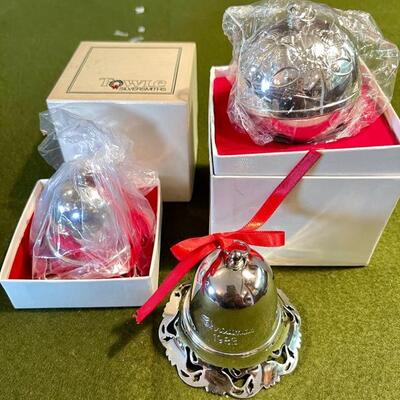 Lot 358 Group 3 Towle Silver Plate Holiday Bells Christmas 1983