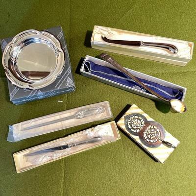 Lot 360 New & Ready to Re-Gift Silver Plate Letter Openers, Candy Dishes Cheese knife