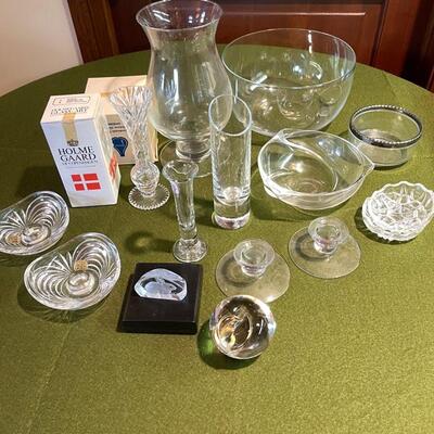 Lot 364 Group Modern Clear Glass Items Bowls, Candle Holders Holmegaard Mats Jonasson
