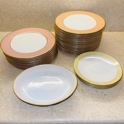 Lot 370 Group Plates Pastel Decoration by Flintridge Dinner Salad Serving 68pcs