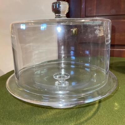 Lot 376 Group 3 Kitchen Glass Items Footed Covered Cake Stand 2 Trifle Straight Side Bowls