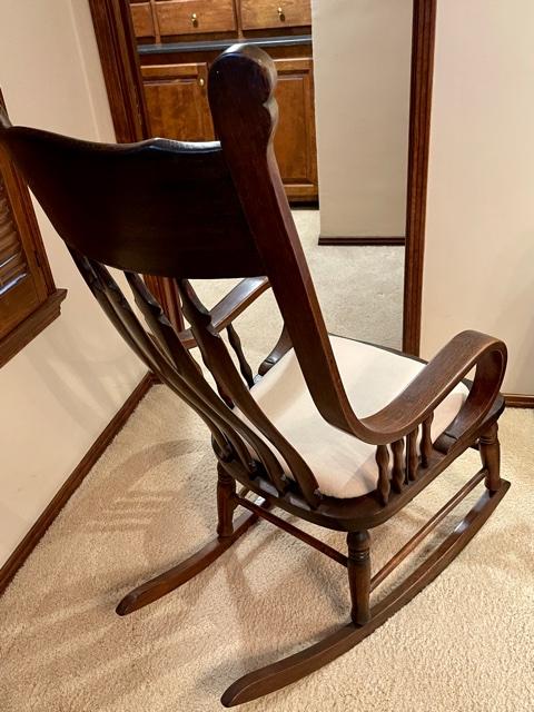 Lot 381 Antique Bentwood Style Rocking Chair w Upholstered Seat