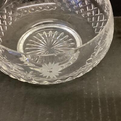 D1201 Pair of Etched Glass Goblets Edinburgh Crystal Footed Bowl Glass Vase and Pressed Glass Toothpick Holder
