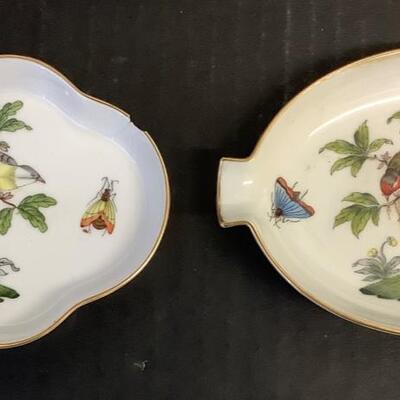 D1202 Herend Chinese Bouquet Bowl Two Herend Rothschild Trinket Dishes and Small Bud Vase 