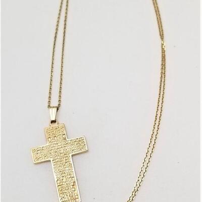 Lot #87  14kt Gold Lord's Prayer Cross with Chain