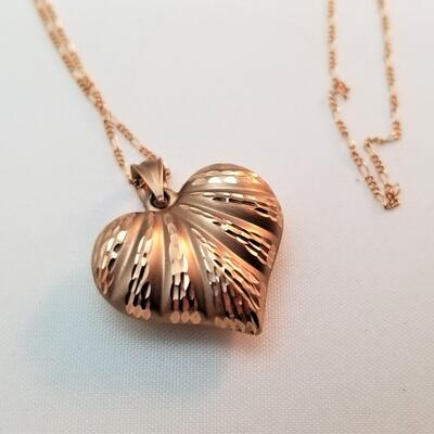 Lot #89  Rose Gold Chain with Heart Pendant - 14kt.