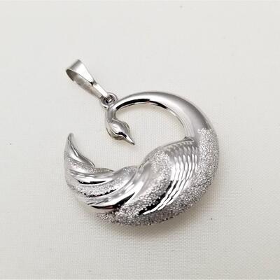 Lot #98  14kt White Gold Swan Pendant