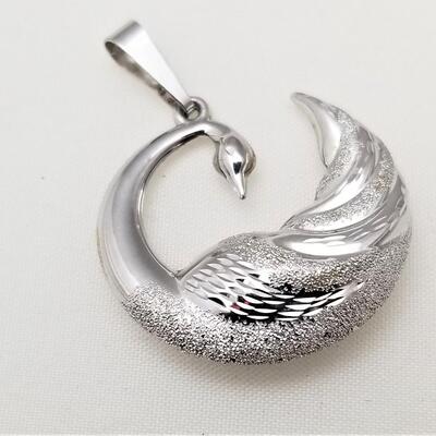 Lot #98  14kt White Gold Swan Pendant