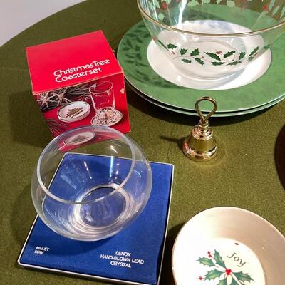 Lot 385 Group Christmas Tree Table Decor Spode Lenox Bowls Bells Limoge