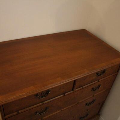 Lot #260: Vintage Five Drawer Wooden Dresser