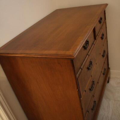 Lot #260: Vintage Five Drawer Wooden Dresser