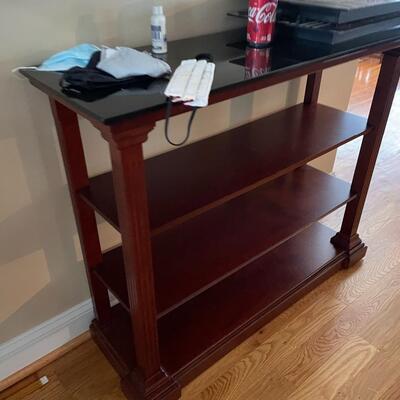 Solid wood marble top bookcase