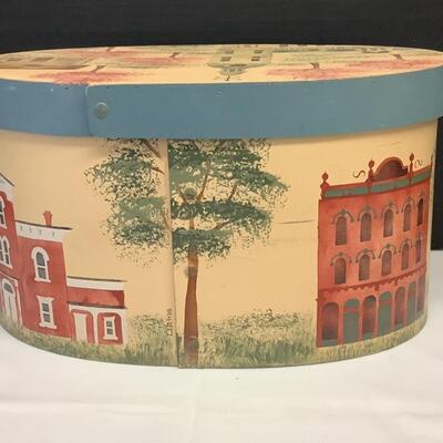 D1221 Betty McLaren Painted Wood Ohio Box and Brass Desk Lamp