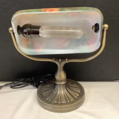 D1221 Betty McLaren Painted Wood Ohio Box and Brass Desk Lamp