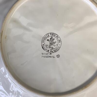E1224 Set of 8 Vintage Bordello Pinheiro White Majolica Plates and 9 White Porcelain Dishes 