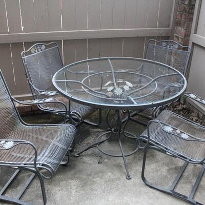 Lot #263: Vintage Wrought Iron Patio Set with Bouncing Rockers 