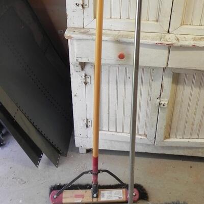 LOT 105 PUSH BROOMS-SAW HORSES