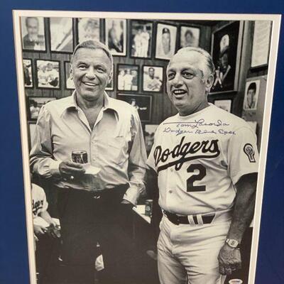 Frank Sinatra and Tommy Lasorda Framed photo signed!